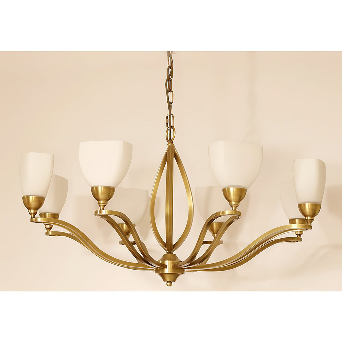 Bolla Chandelier – Polished Brass & Glass Globe Multi-Head Chandelier