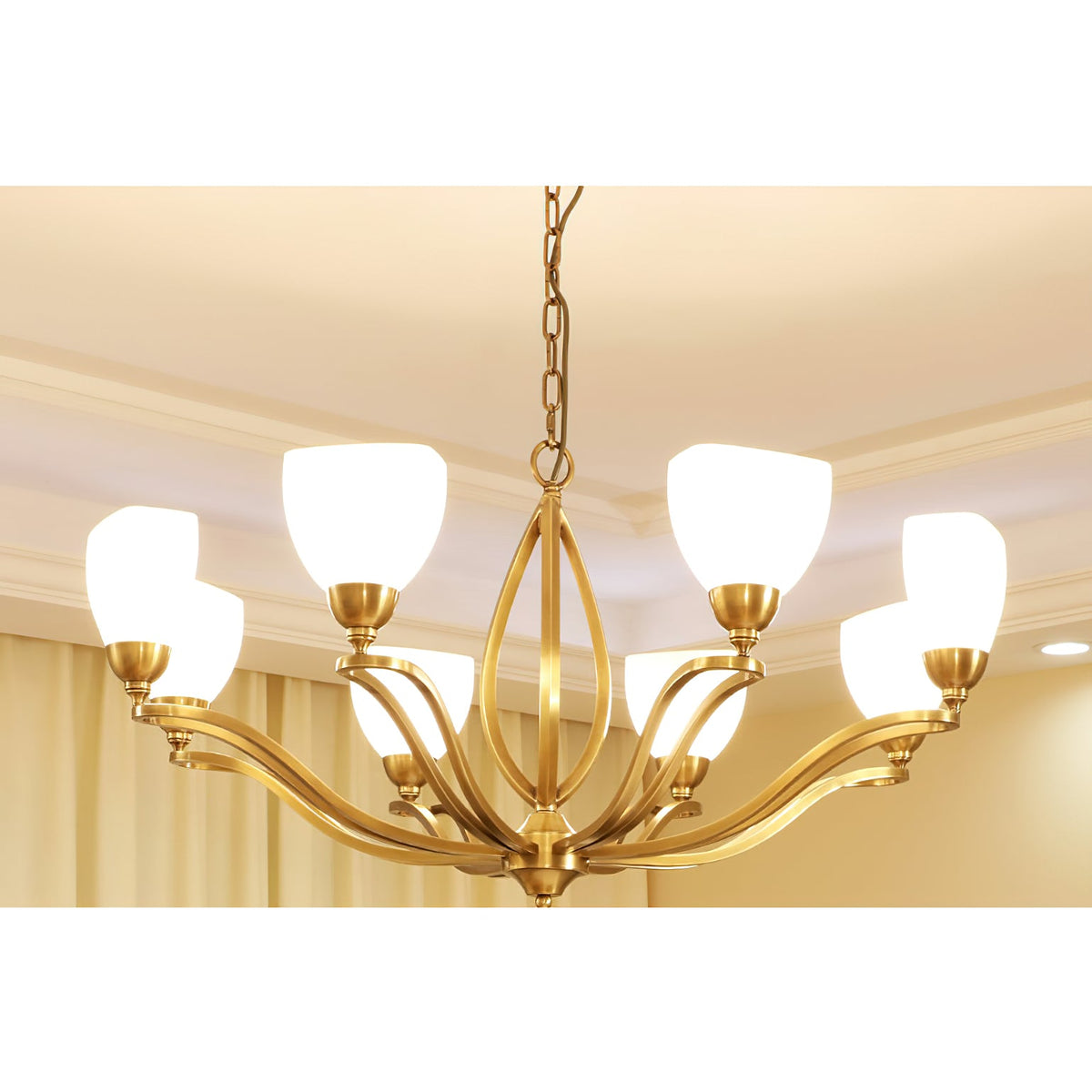 Bolla Chandelier – Polished Brass & Glass Globe Multi-Head Chandelier