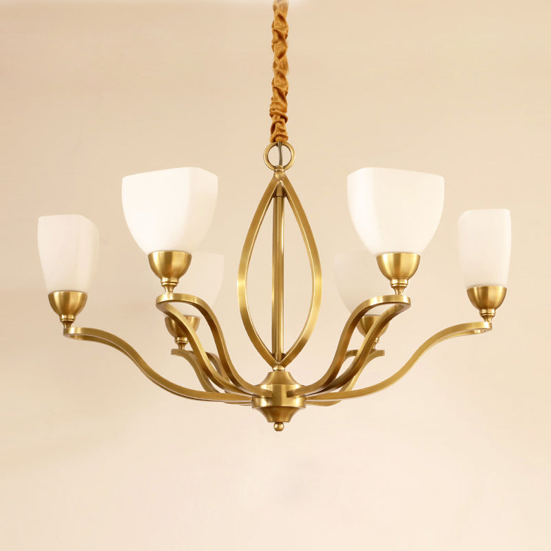 Bolla Chandelier – Polished Brass & Glass Globe Multi-Head Chandelier