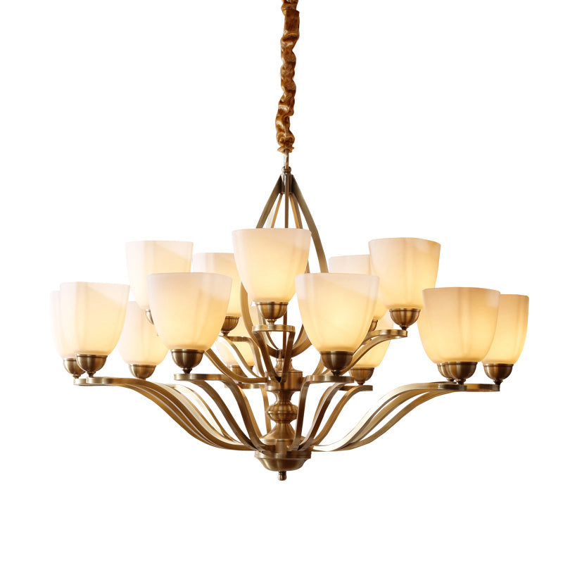 Bolla Chandelier – Polished Brass & Glass Globe Multi-Head Chandelier
