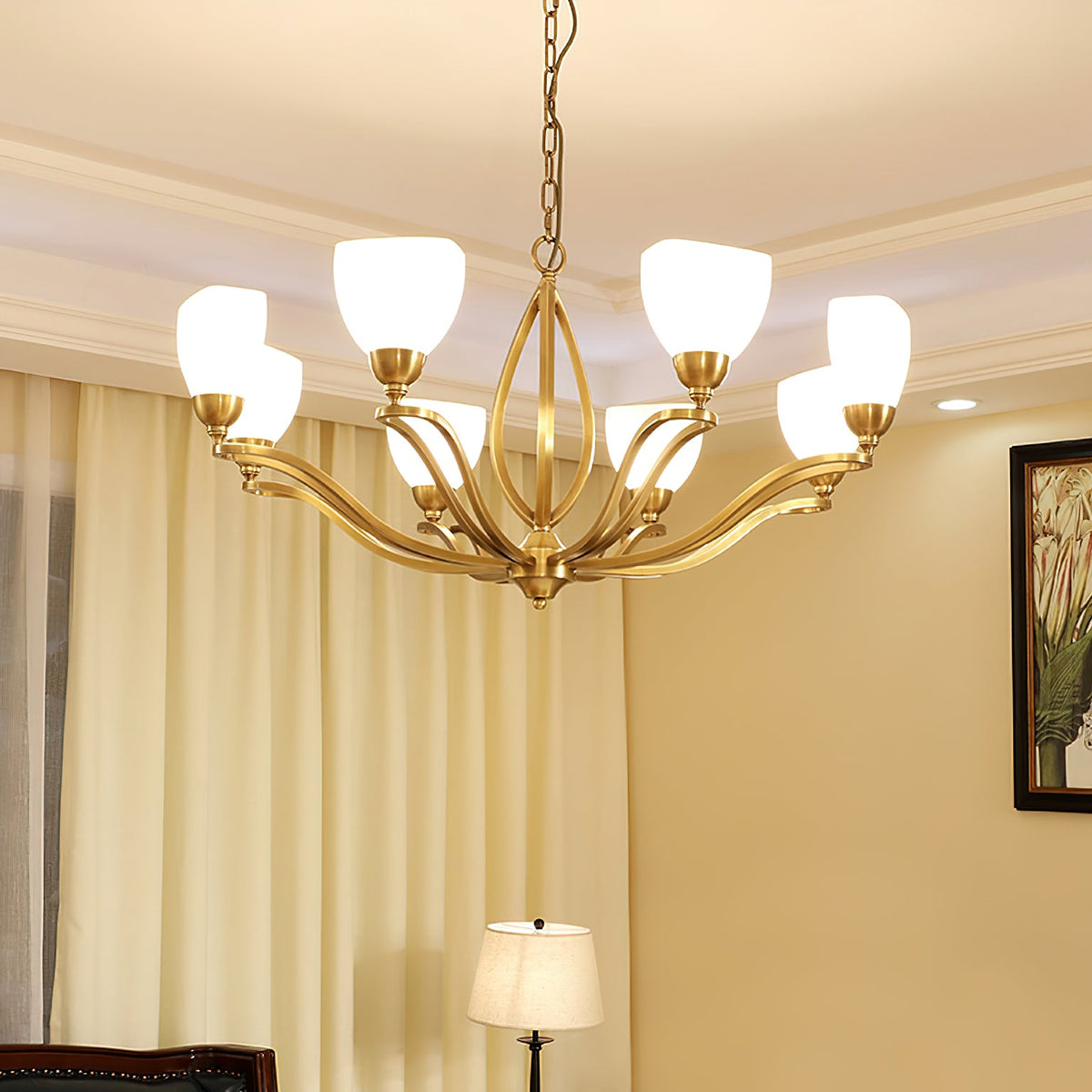 Bolla Chandelier – Polished Brass & Glass Globe Multi-Head Chandelier