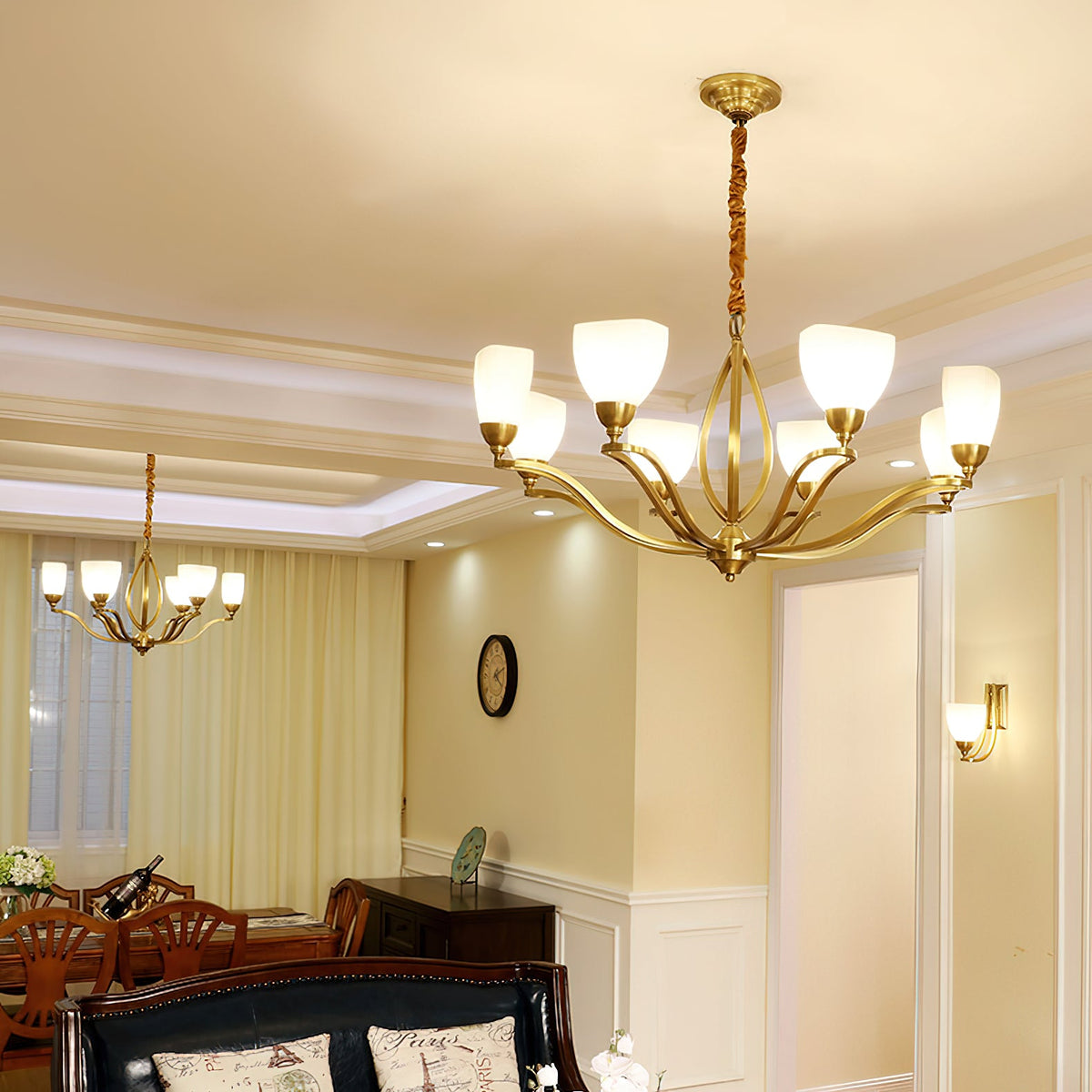 Bolla Chandelier – Polished Brass & Glass Globe Multi-Head Chandelier