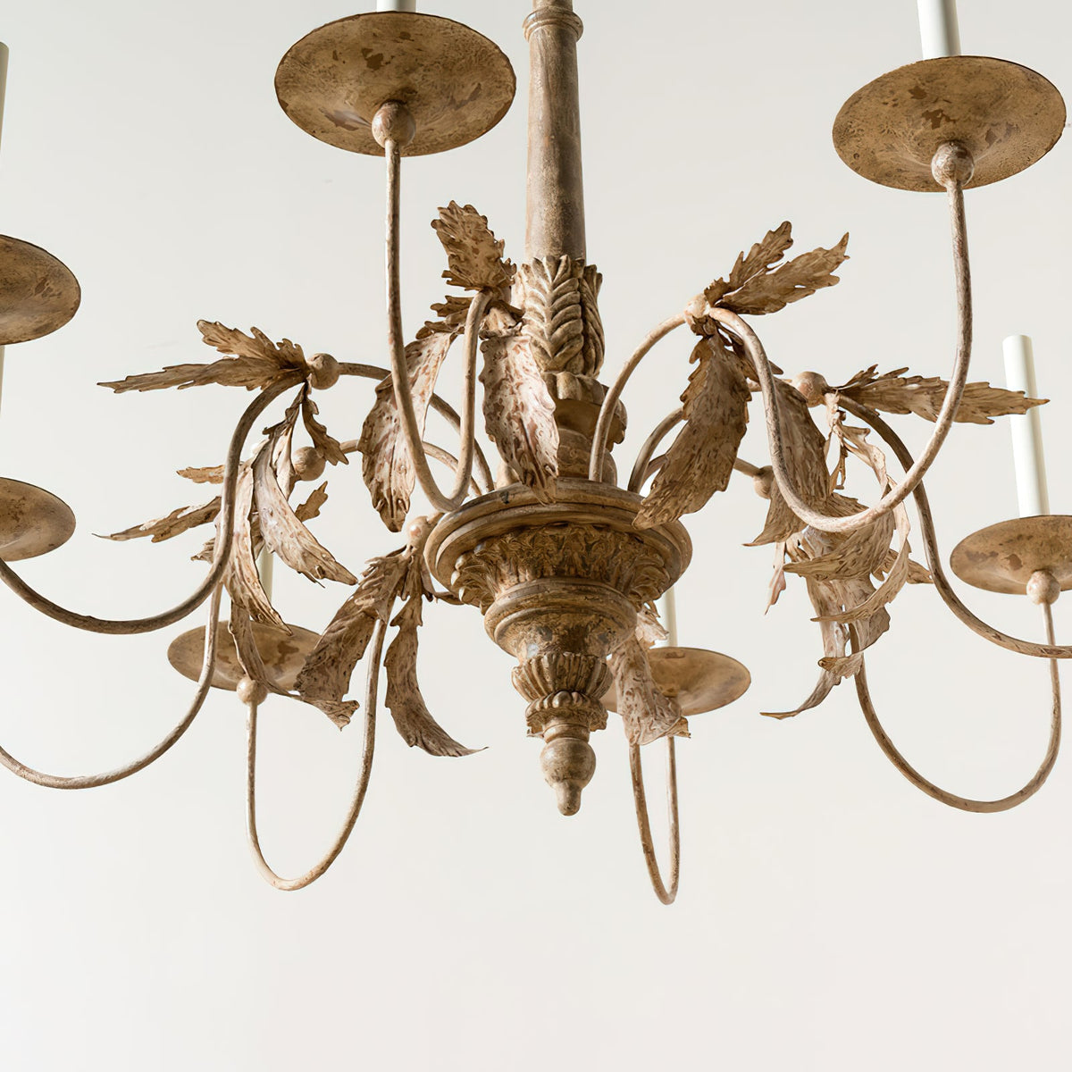 Bonbon Short Chandelier – Carved Antique Wood & Metal Arm Hospitality Chandelier