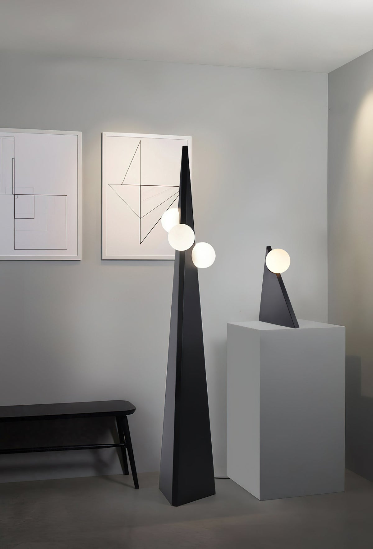 Bonhomme Table Lamp – Oblique Triangle Metal & Glass Task Table Light