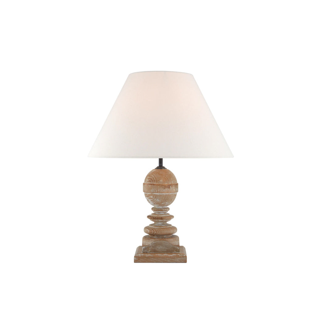 Borealis Table Lamp – Hand-Carved Solid Wood & Fabric Shade Table Light