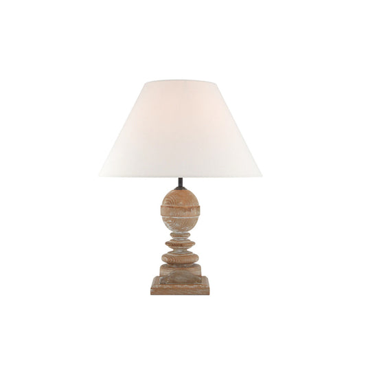 Borealis Table Lamp – Hand-Carved Solid Wood & Fabric Shade Table Light