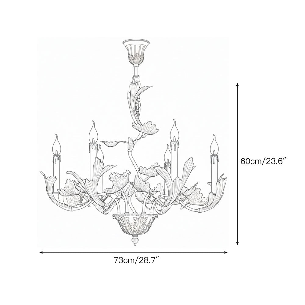 Borgia Brass Chandelier – Classical French Provincial Leaf Motif Brass Chandelier