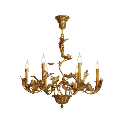 Borgia Brass Chandelier – Classical French Provincial Leaf Motif Brass Chandelier