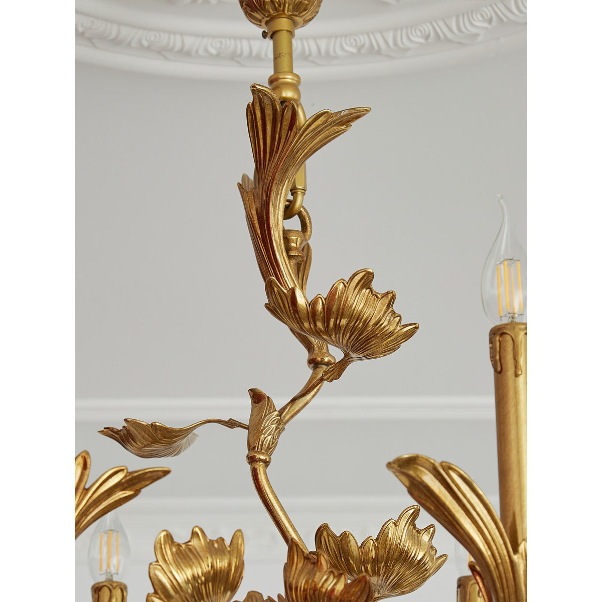 Borgia Brass Chandelier – Classical French Provincial Leaf Motif Brass Chandelier