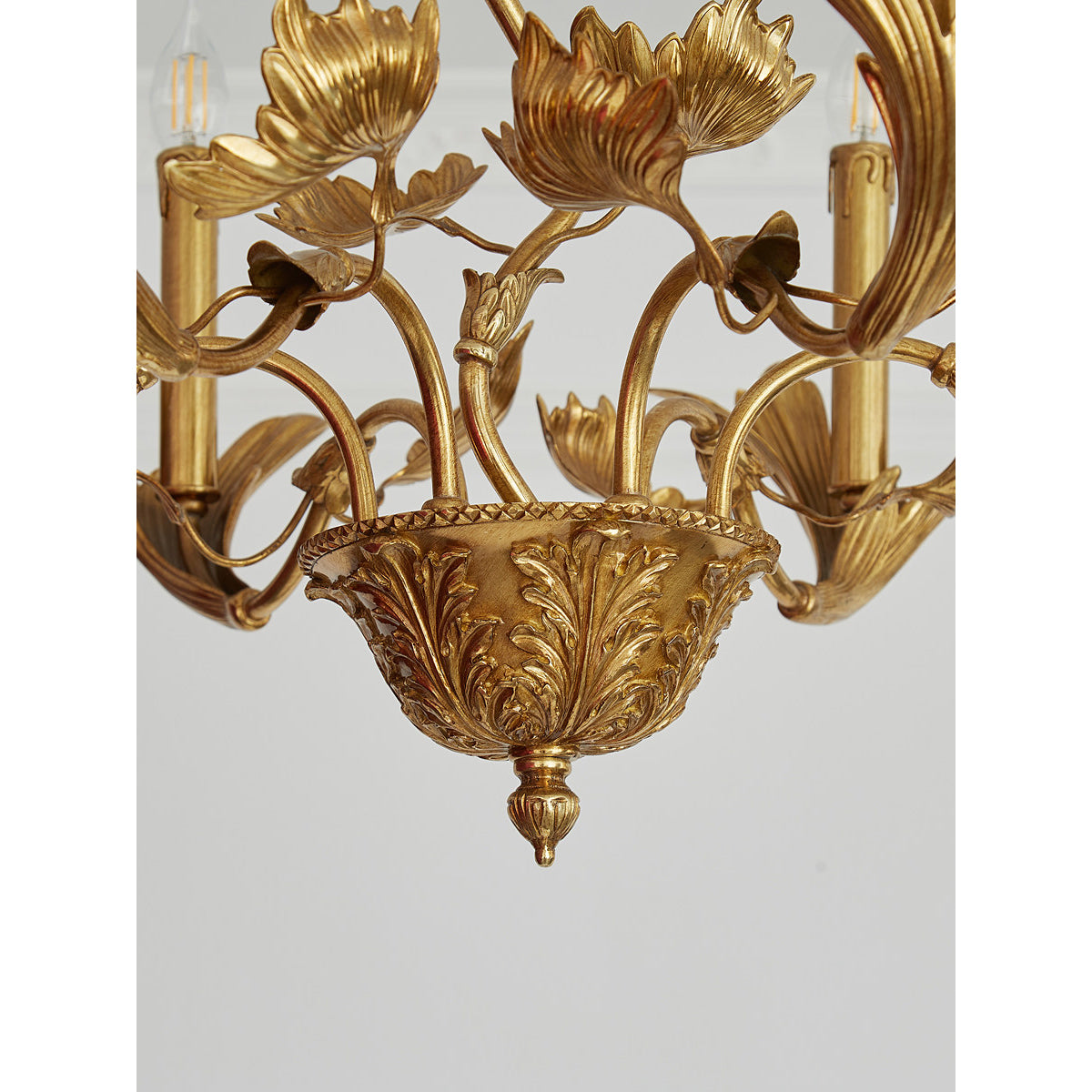 Borgia Brass Chandelier – Classical French Provincial Leaf Motif Brass Chandelier