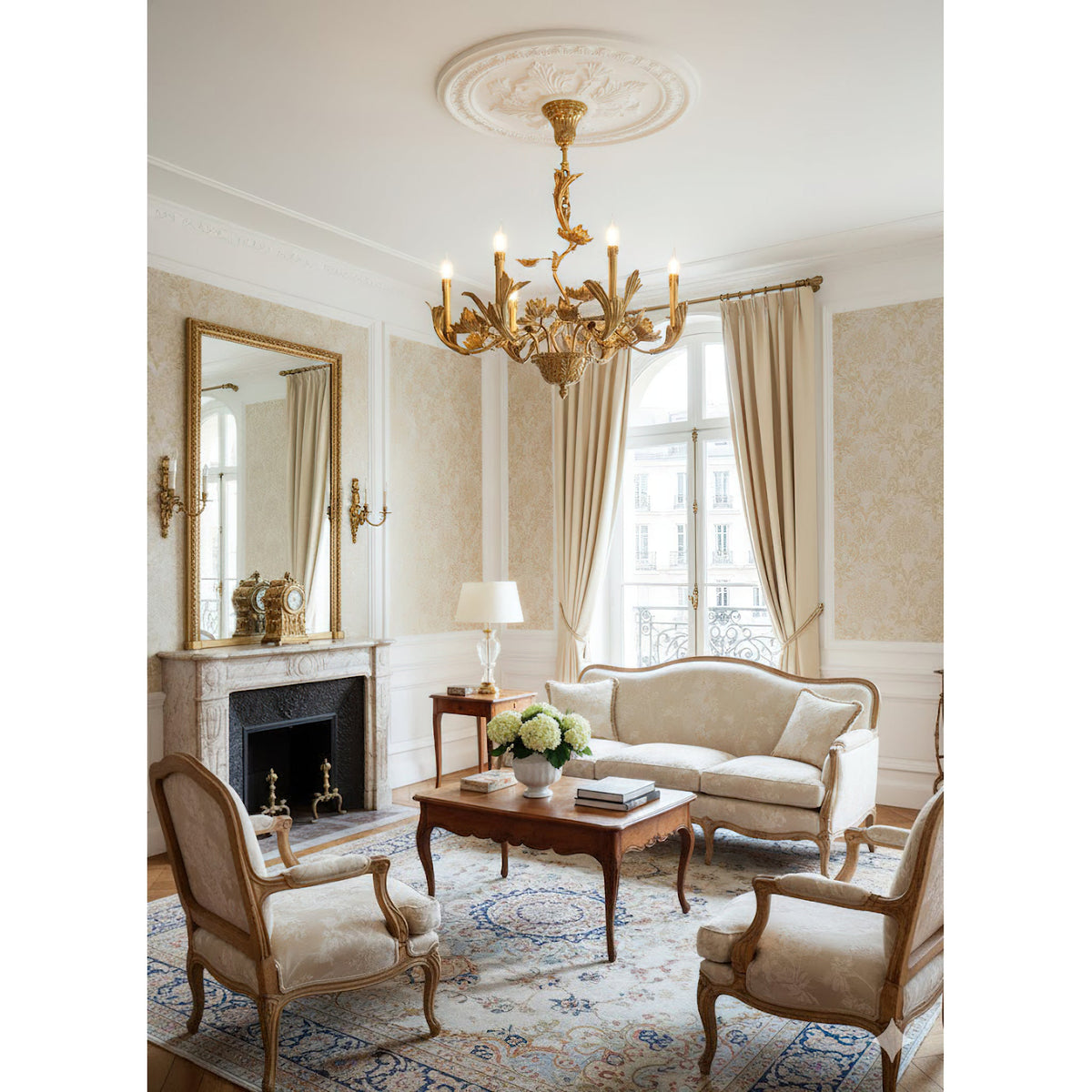 Borgia Brass Chandelier – Classical French Provincial Leaf Motif Brass Chandelier