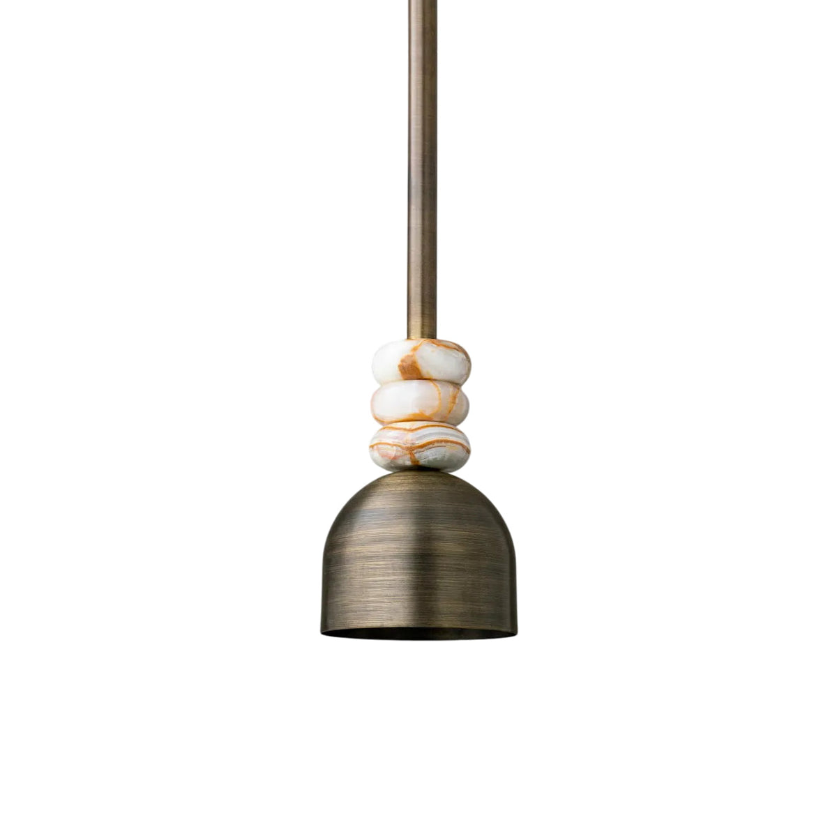 Boston Pendant Lamp – Solid White Marble & Antique Brass Suspension Light