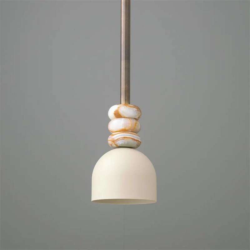 Boston Pendant Lamp – Solid White Marble & Antique Brass Suspension Light