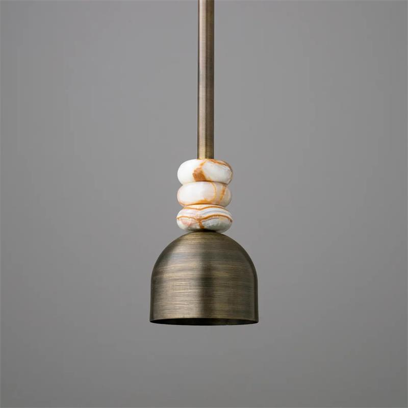 Boston Pendant Lamp – Solid White Marble & Antique Brass Suspension Light