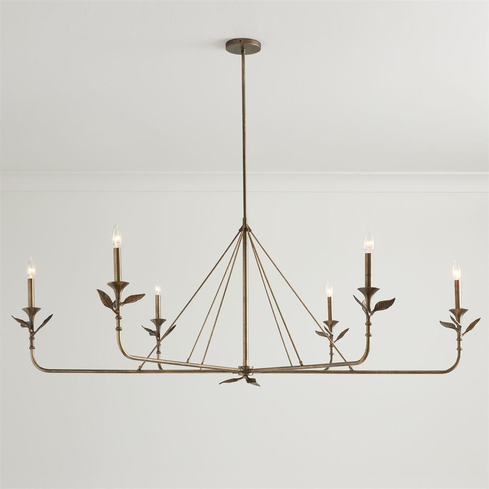 Spring Island Basket Chandelier - Vintage Italian Leaf & Branch Brass Chandelier | Modern Botanical Overhead Light