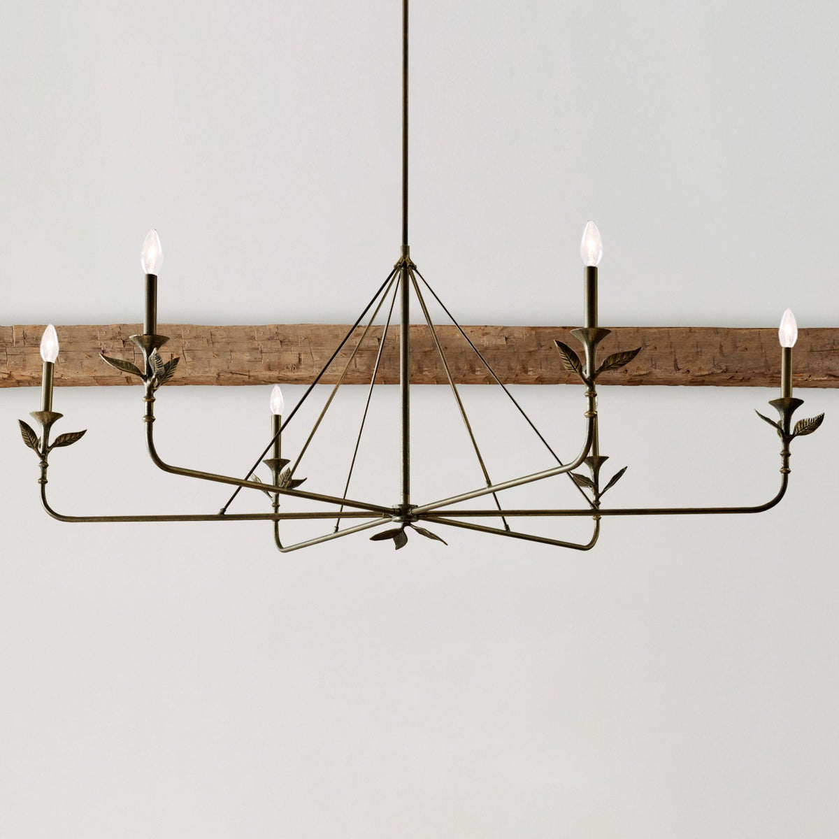 Spring Island Basket Chandelier - Vintage Italian Leaf & Branch Brass Chandelier | Modern Botanical Overhead Light