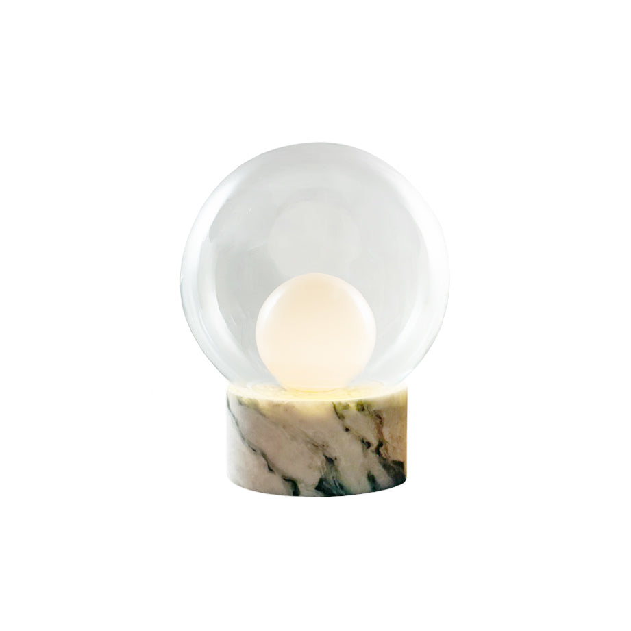 Boule Table Lamp – Hand-Blown Stacked Glass & Natural Marble Table Light
