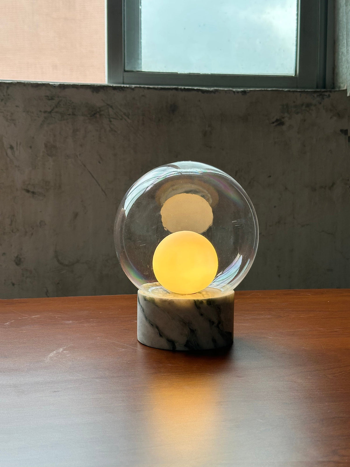Boule Table Lamp – Hand-Blown Stacked Glass & Natural Marble Table Light