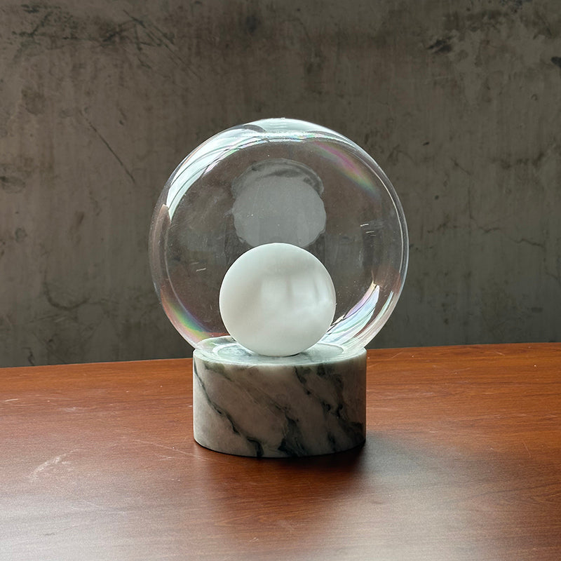 Boule Table Lamp – Hand-Blown Stacked Glass & Natural Marble Table Light