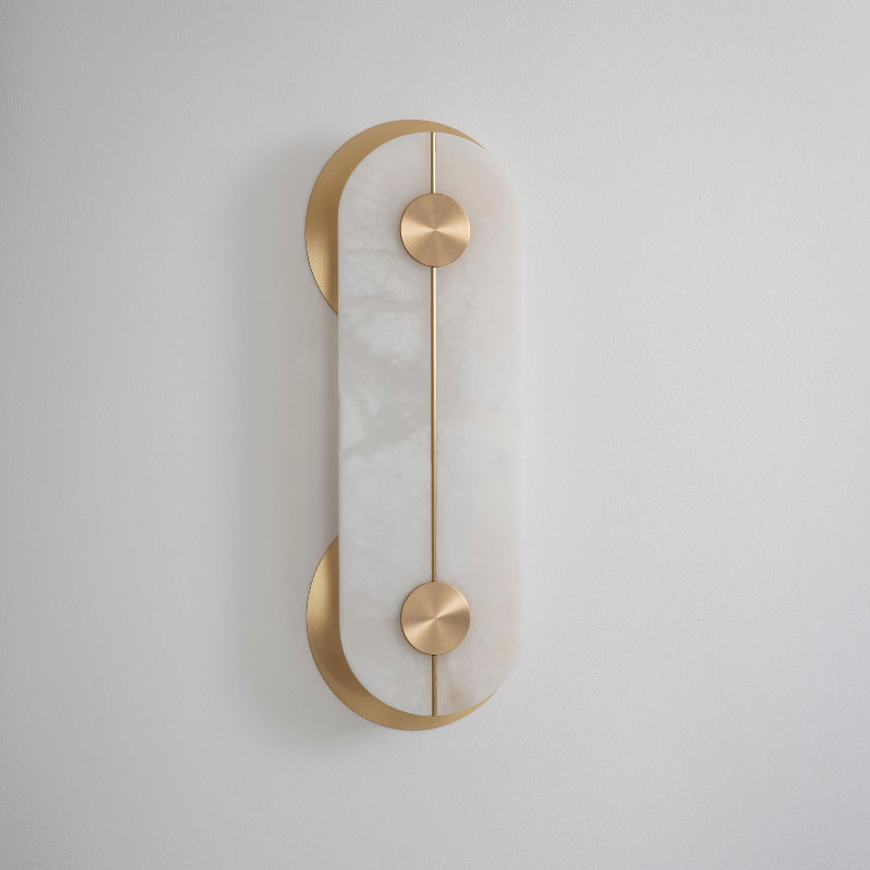 Brace Alabaster Wall Lamp – Natural Veined Alabaster & Brass Bobbin Wall Sconce