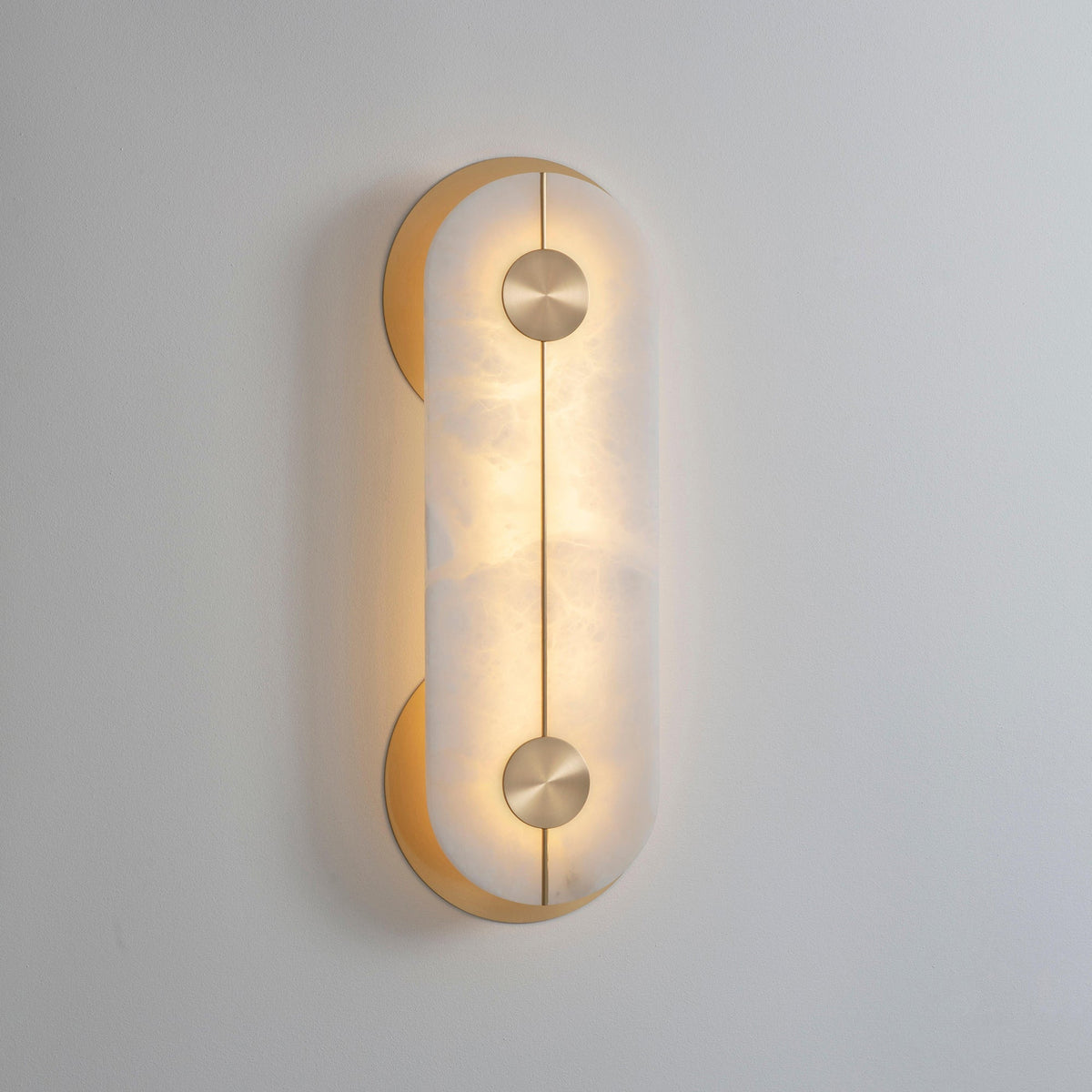 Brace Alabaster Wall Lamp – Natural Veined Alabaster & Brass Bobbin Wall Sconce