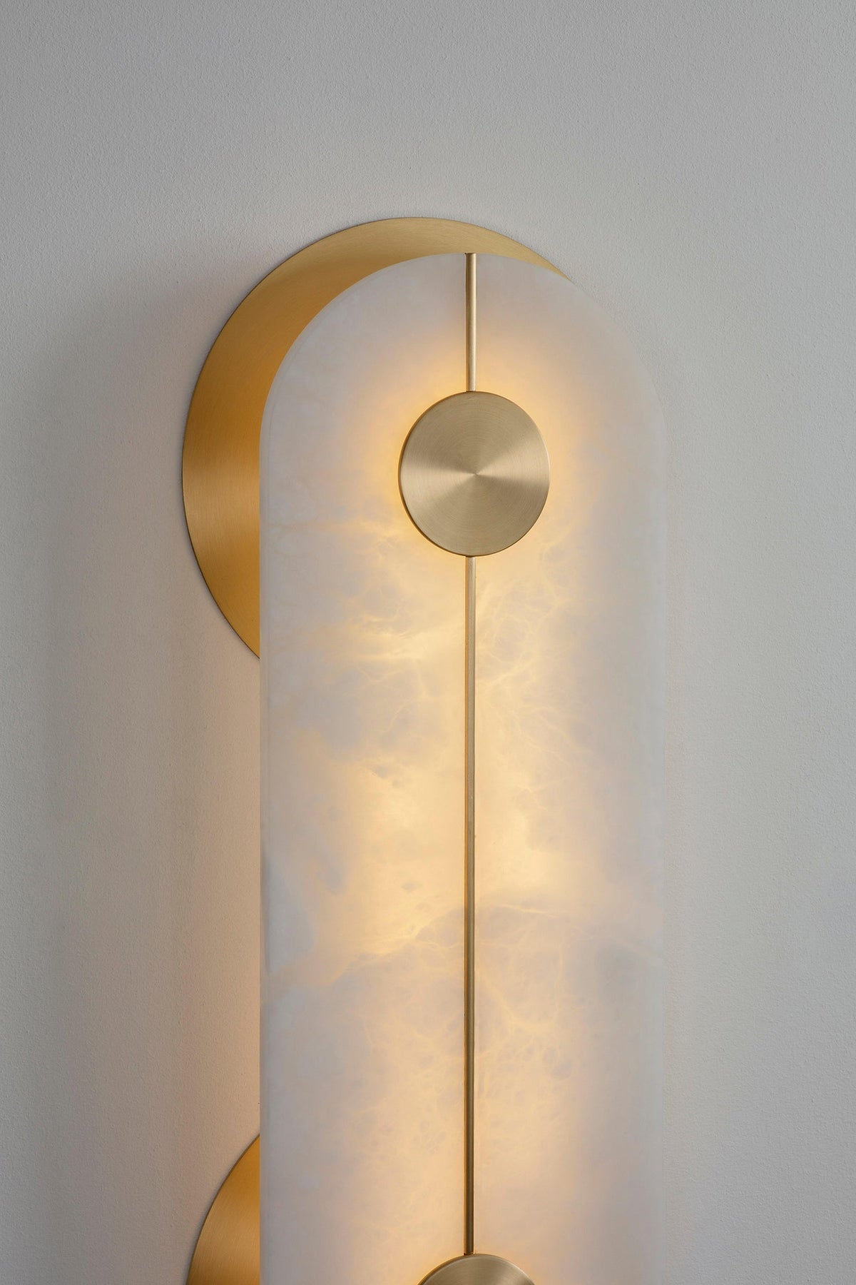 Brace Alabaster Wall Lamp – Natural Veined Alabaster & Brass Bobbin Wall Sconce