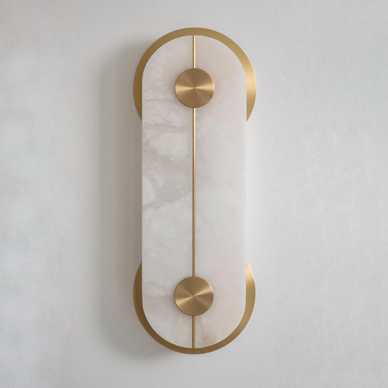 Brace Alabaster Wall Lamp – Natural Veined Alabaster & Brass Bobbin Wall Sconce