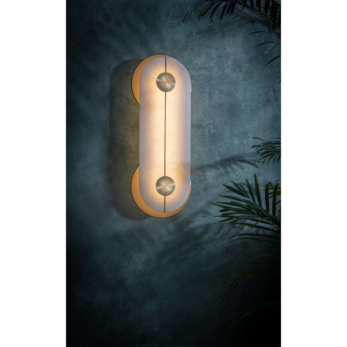 Brace Alabaster Wall Lamp – Natural Veined Alabaster & Brass Bobbin Wall Sconce