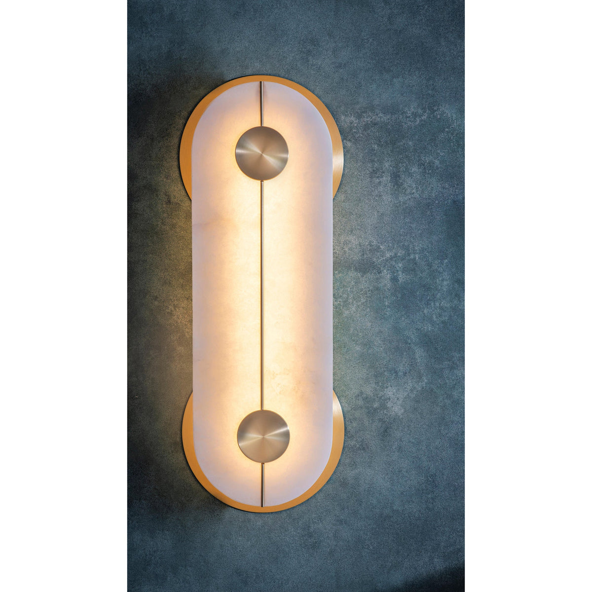 Brace Alabaster Wall Lamp – Natural Veined Alabaster & Brass Bobbin Wall Sconce