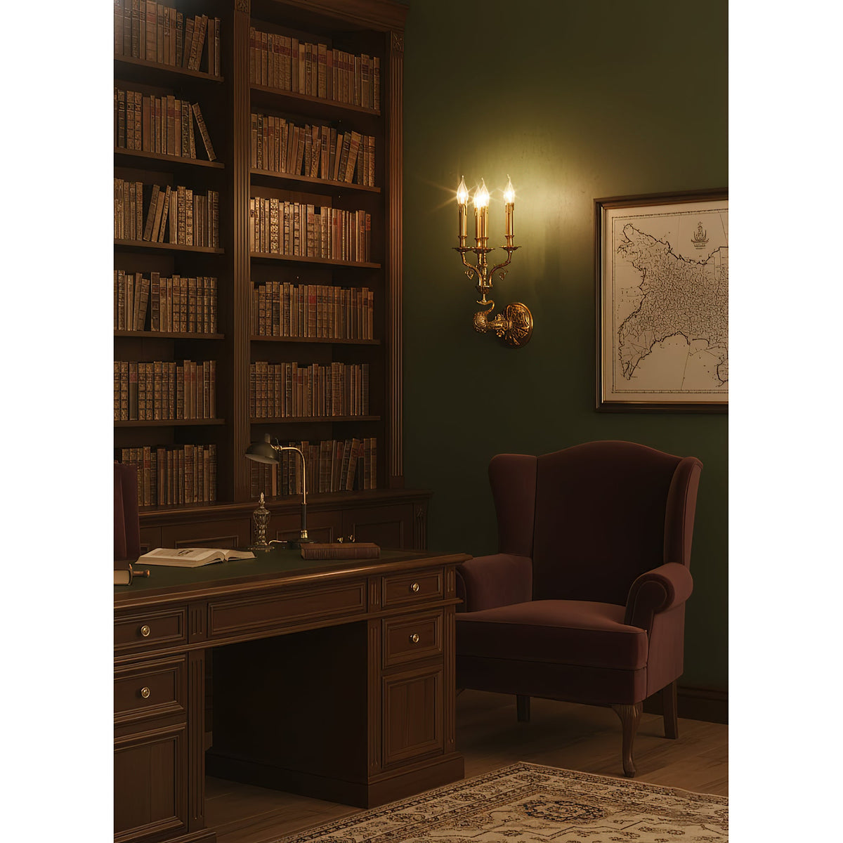 Brad Palace Wall Lamp – 4-Head Vertical Solid Brass Palace Wall Sconce