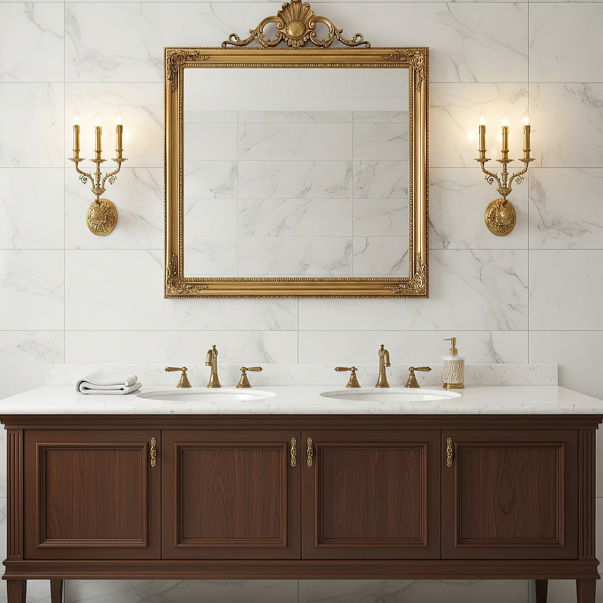 Brad Palace Wall Lamp – 4-Head Vertical Solid Brass Palace Wall Sconce