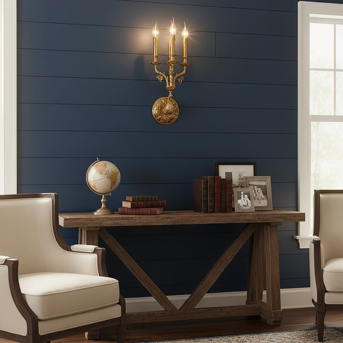 Brad Palace Wall Lamp – 4-Head Vertical Solid Brass Palace Wall Sconce