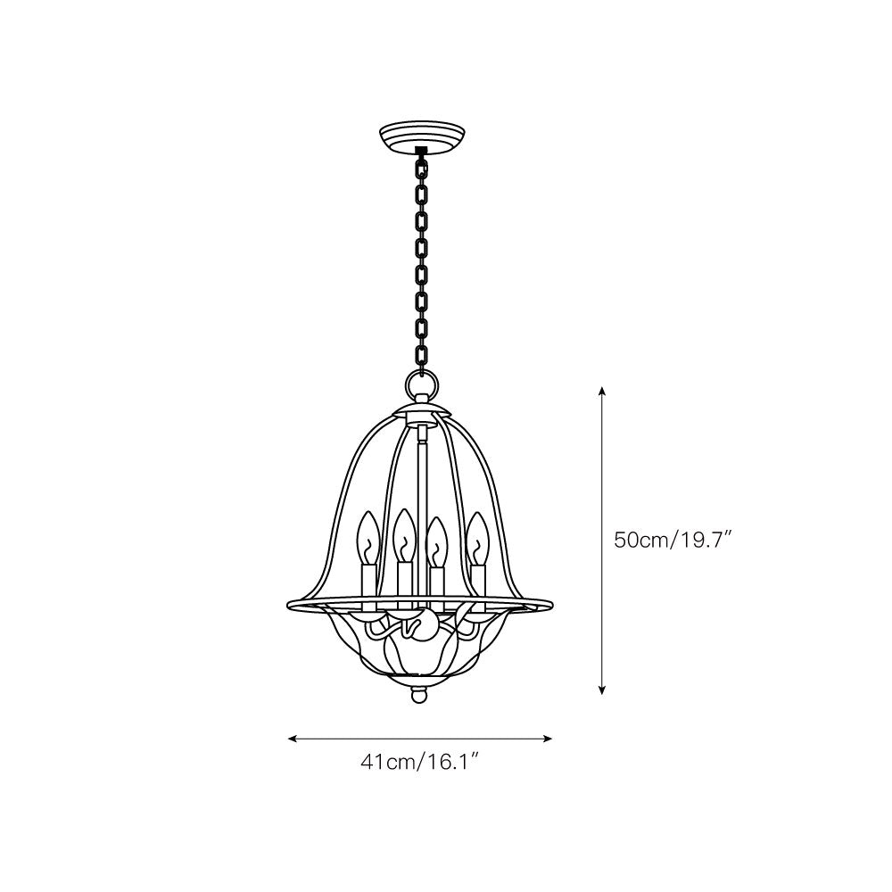 Bradbury Pendant Lamp – Bell-Shaped Twisted Ribbon-Arm 4-Head Pendant Light