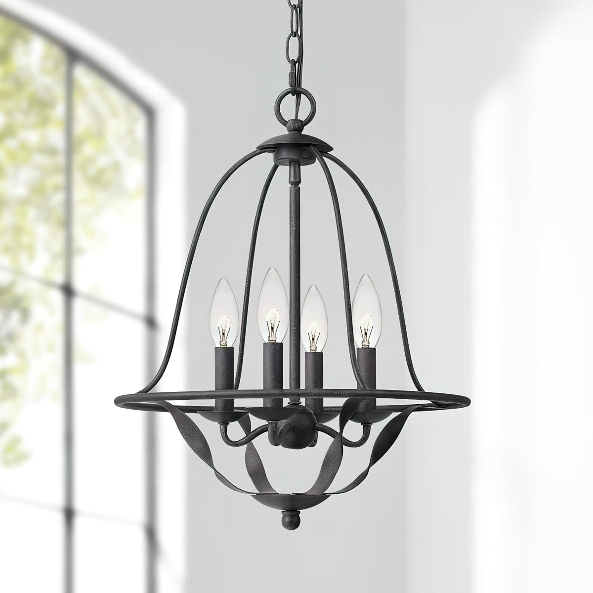 Bradbury Pendant Lamp – Bell-Shaped Twisted Ribbon-Arm 4-Head Pendant Light