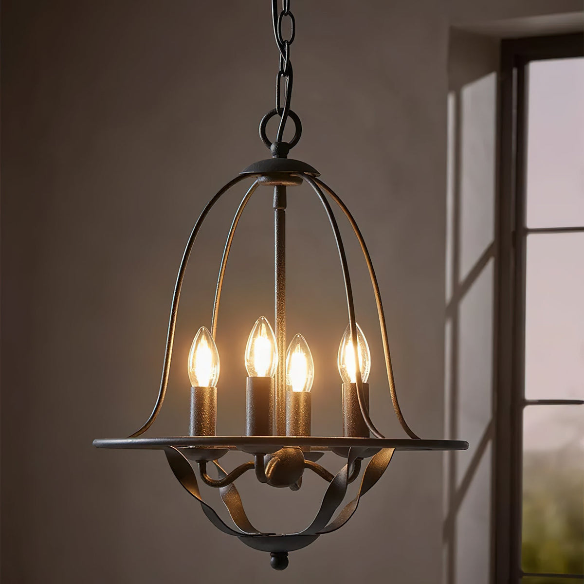 Bradbury Pendant Lamp – Bell-Shaped Twisted Ribbon-Arm 4-Head Pendant Light