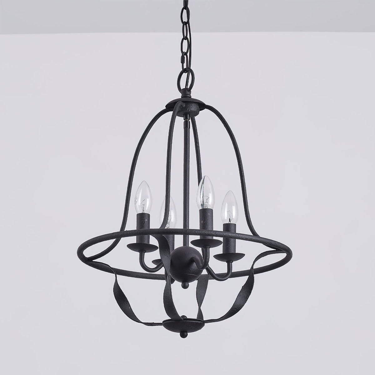 Bradbury Pendant Lamp – Bell-Shaped Twisted Ribbon-Arm 4-Head Pendant Light