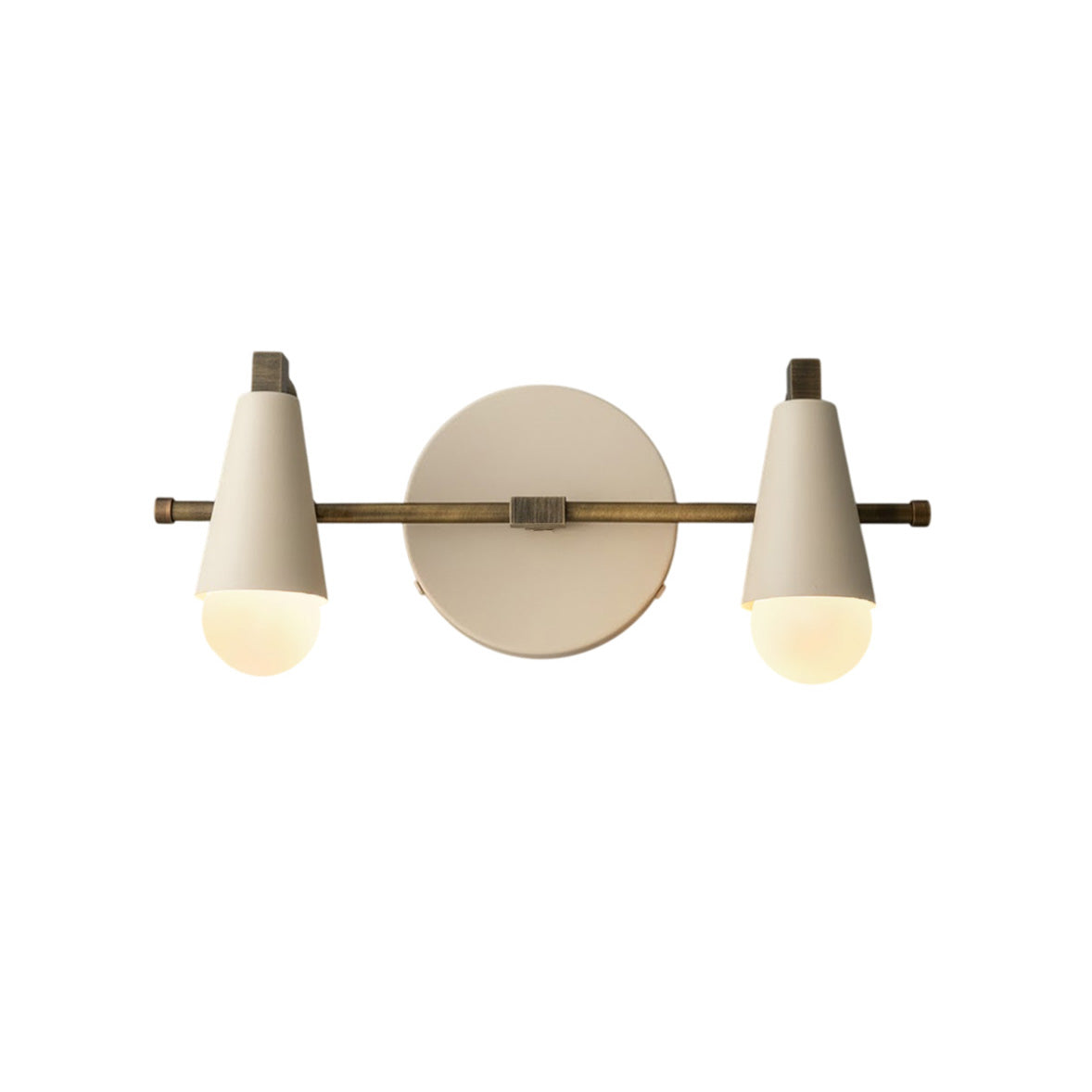 Bradley Vanity Wall Lamp – Double-Light Conical Shade & Antique Brass Wall Sconce