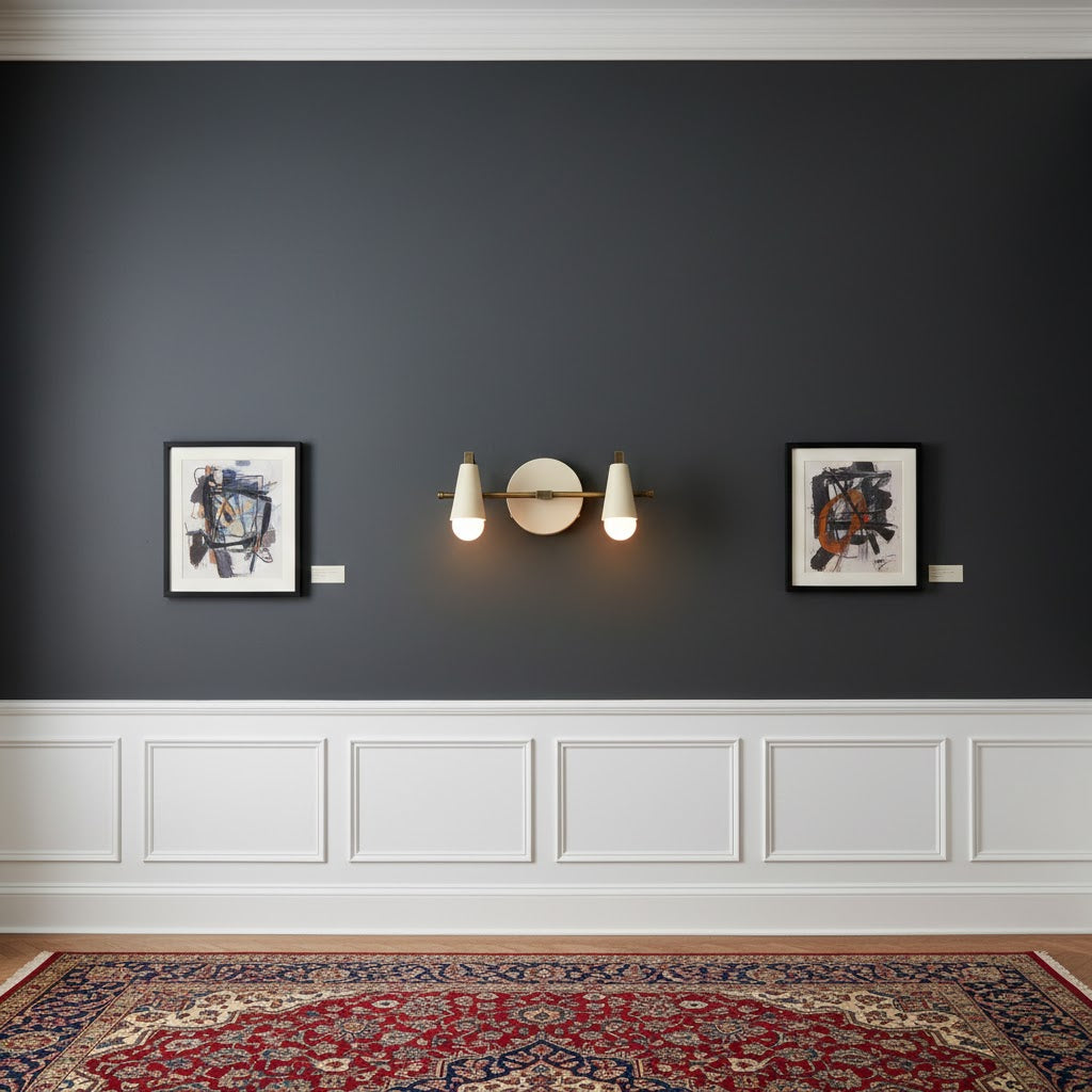 Bradley Vanity Wall Lamp – Double-Light Conical Shade & Antique Brass Wall Sconce
