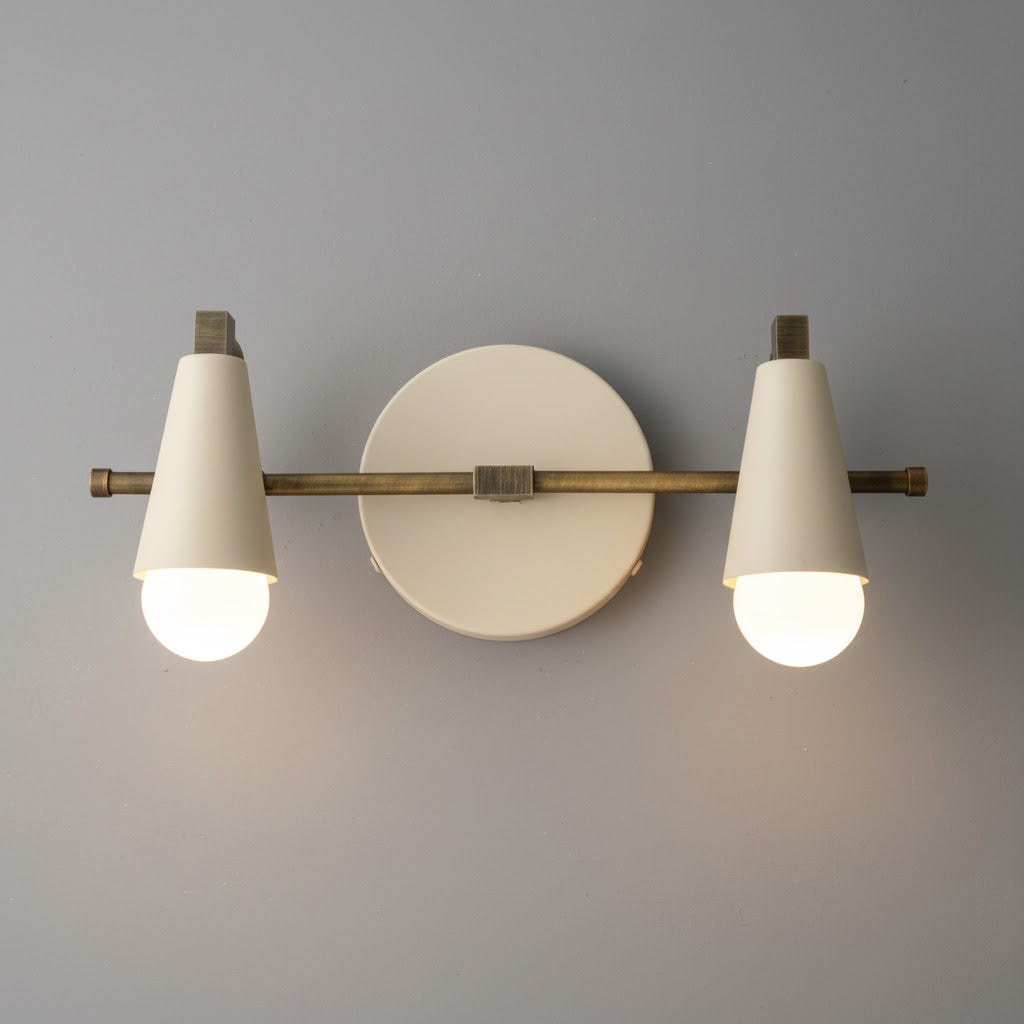 Bradley Vanity Wall Lamp – Double-Light Conical Shade & Antique Brass Wall Sconce