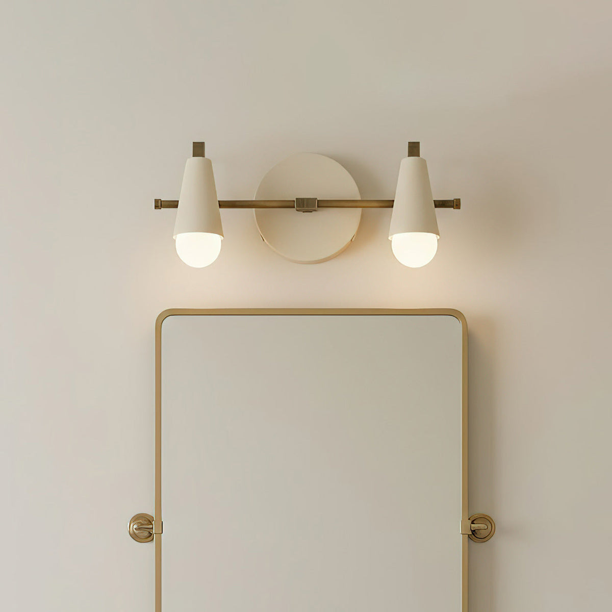 Bradley Vanity Wall Lamp – Double-Light Conical Shade & Antique Brass Wall Sconce