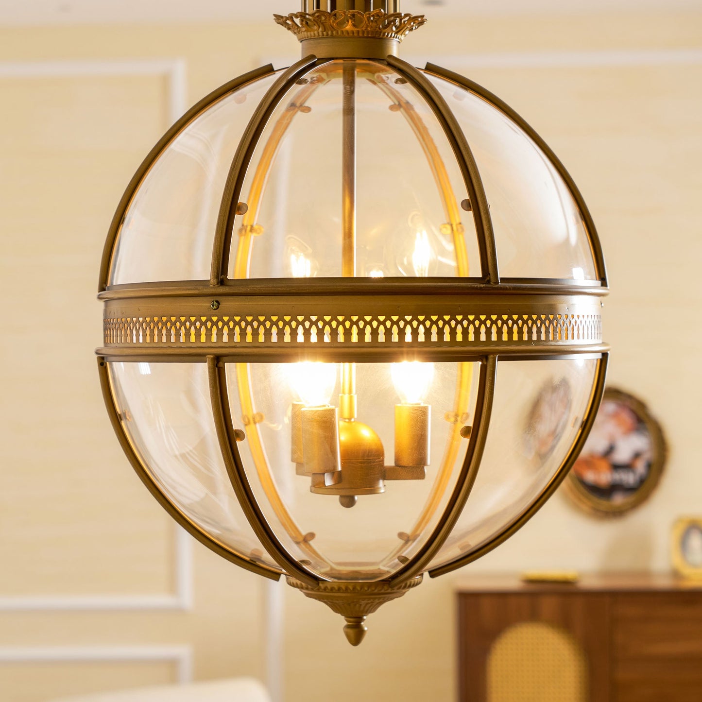 Braeden Pendant Light - Baroque Style 3-Light Glass Lantern Pendant