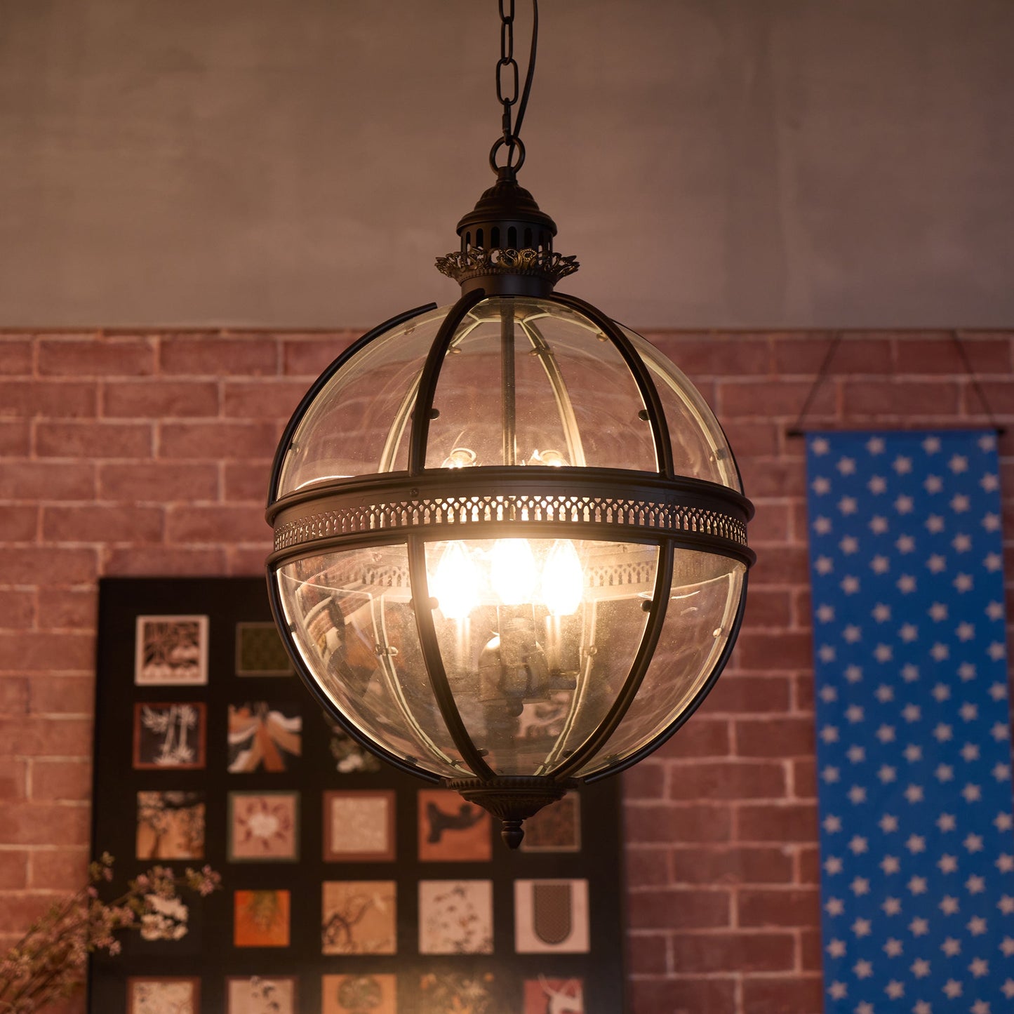 Braeden Pendant Light - Baroque Style 3-Light Glass Lantern Pendant
