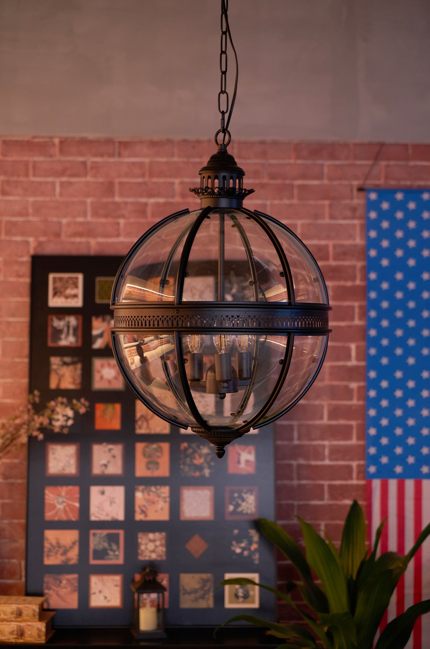 Braeden Pendant Light - Baroque Style 3-Light Glass Lantern Pendant
