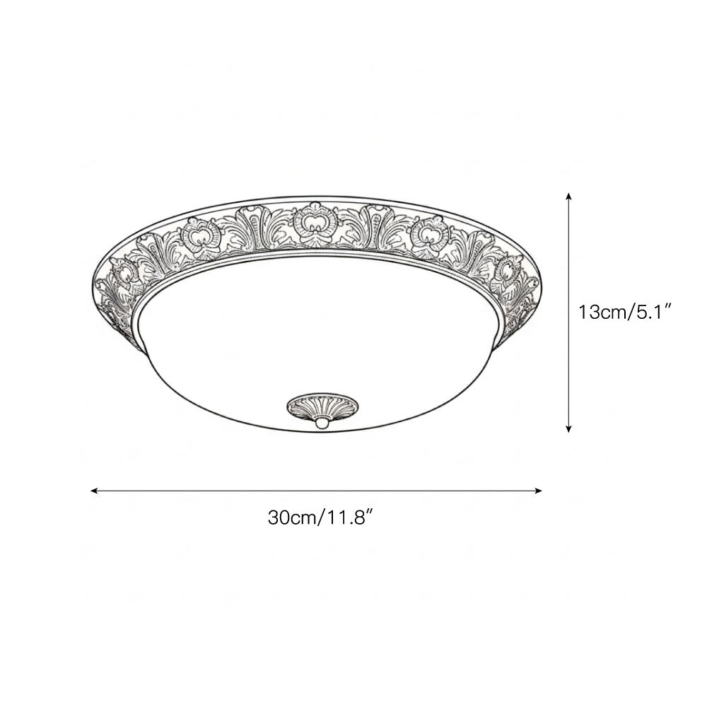 Brahm Flush Ceiling Lamp - Timeless Antique Bronze & Curved Glass Flush Mount