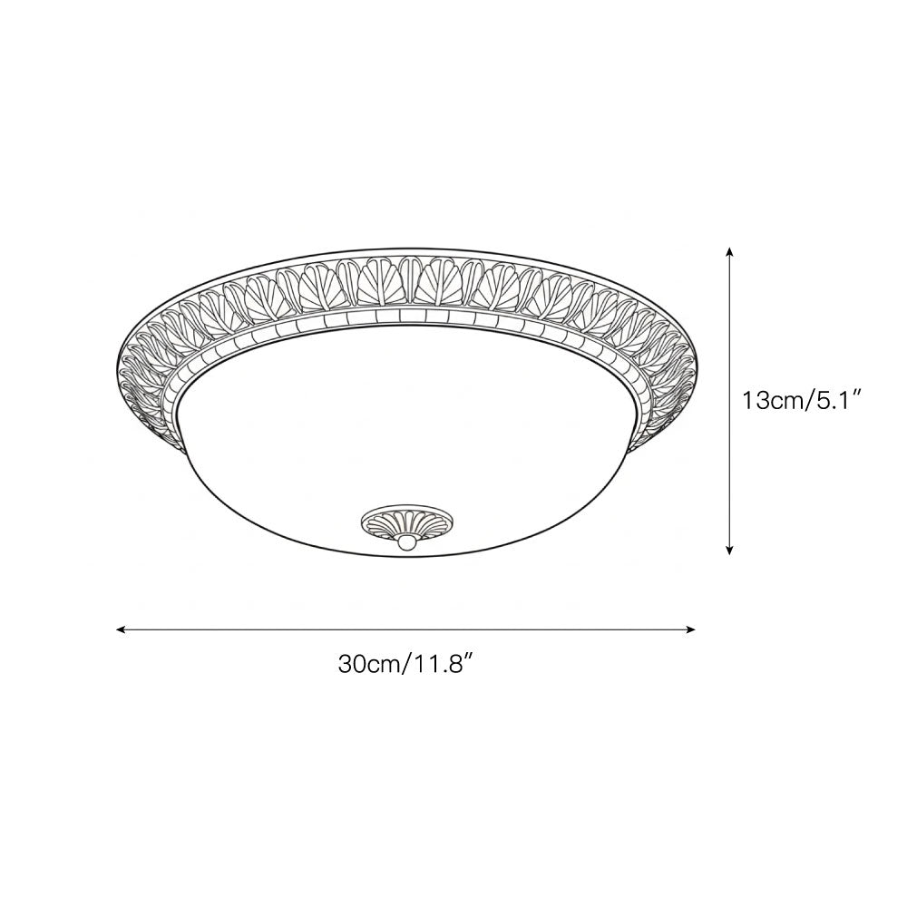 Brahm Flush Ceiling Lamp - Timeless Antique Bronze & Curved Glass Flush Mount