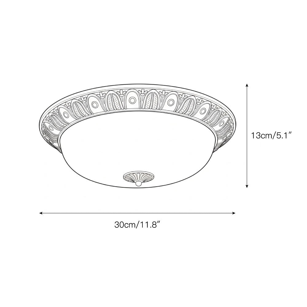 Brahm Flush Ceiling Lamp - Timeless Antique Bronze & Curved Glass Flush Mount