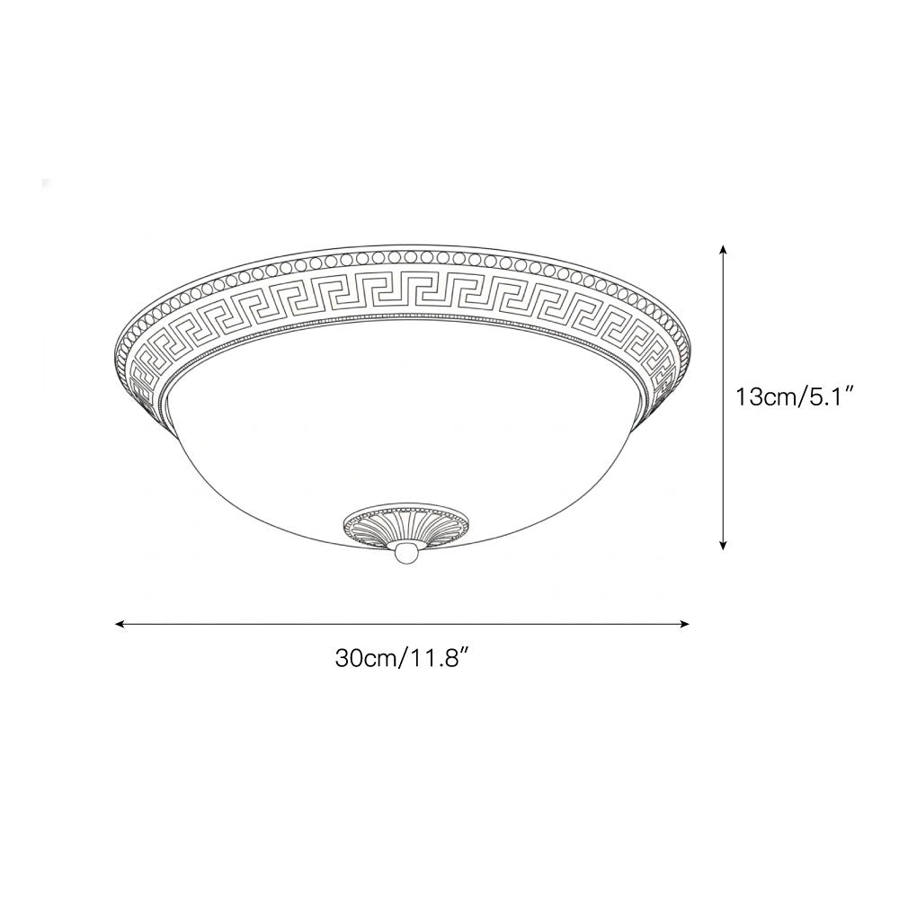 Brahm Flush Ceiling Lamp - Timeless Antique Bronze & Curved Glass Flush Mount