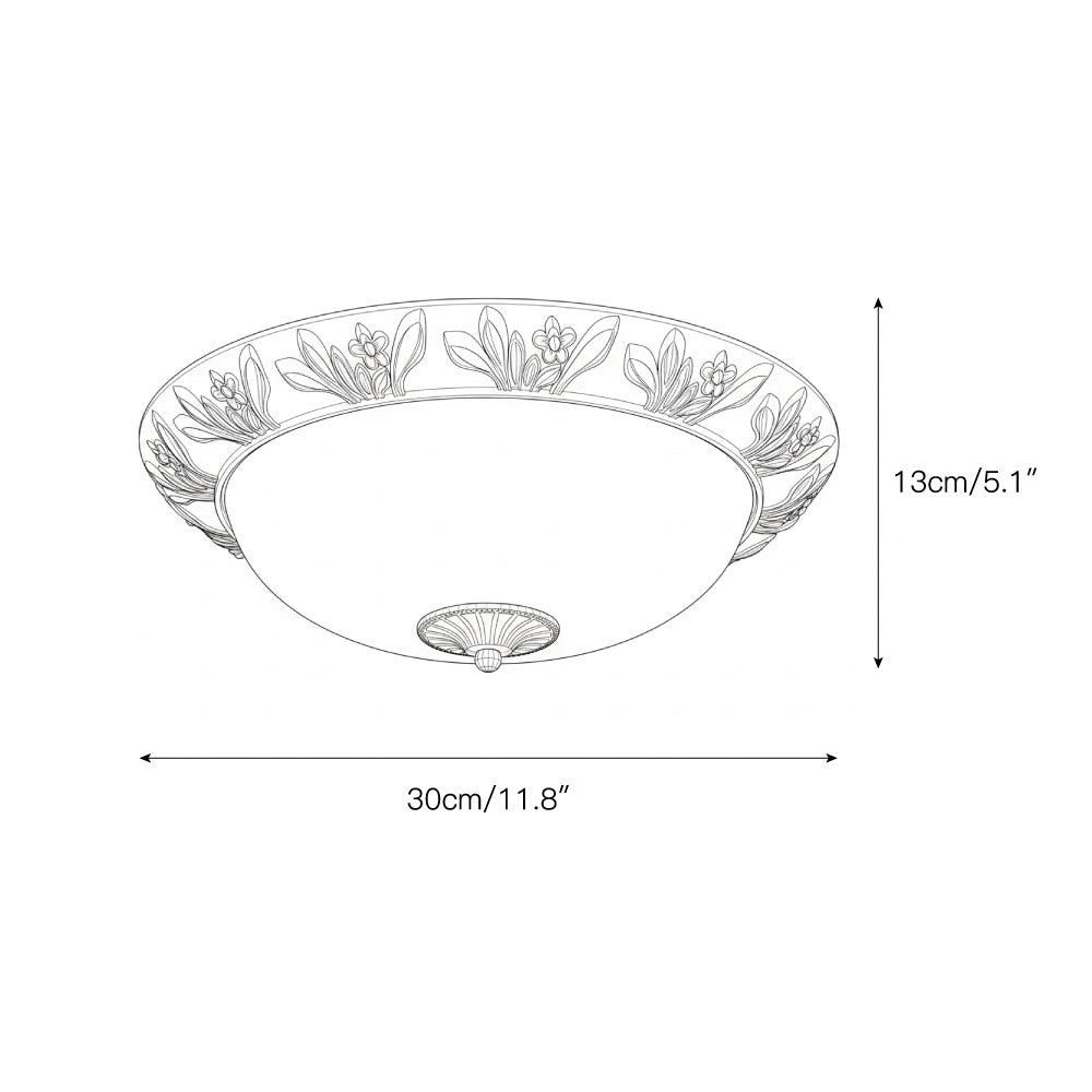 Brahm Flush Ceiling Lamp - Timeless Antique Bronze & Curved Glass Flush Mount
