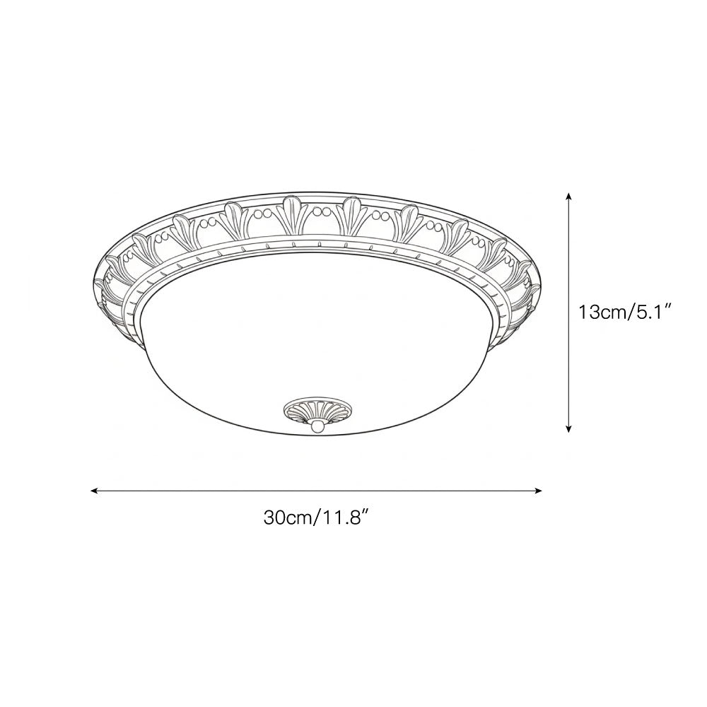 Brahm Flush Ceiling Lamp - Timeless Antique Bronze & Curved Glass Flush Mount