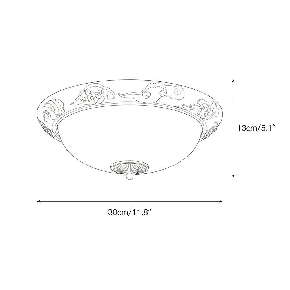 Brahm Flush Ceiling Lamp - Timeless Antique Bronze & Curved Glass Flush Mount
